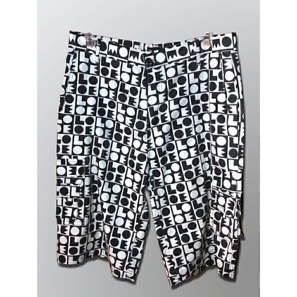 Blac Lacquer Casual Mens Shorts Black White  Size 36 INSEAM 13" - Picture 1 of 9